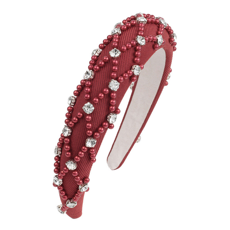 Wholesale Diamond and Pearl Baroque Sponge High Skull Headband